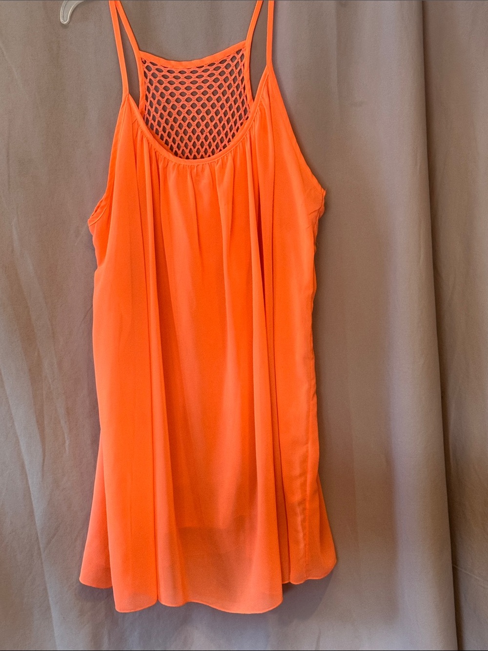 Women’s Orange Mesh-Back Spaghetti Strap Top